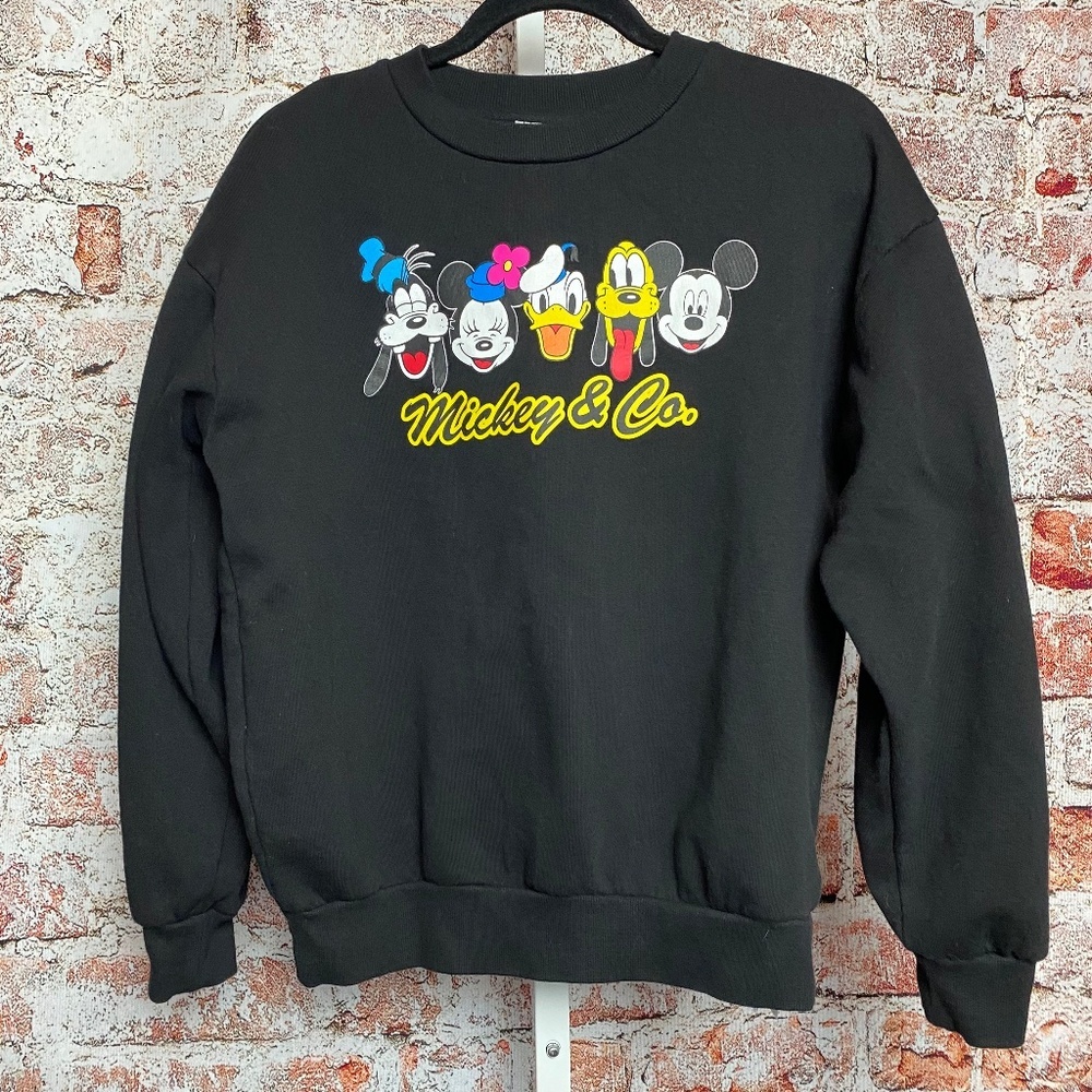 Mickey & Co. Mickey & Friends Black Long Sleeve Pullover Sweatshirt Size Small